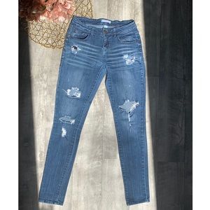 Medium Wash Skinny Ripped Jeans